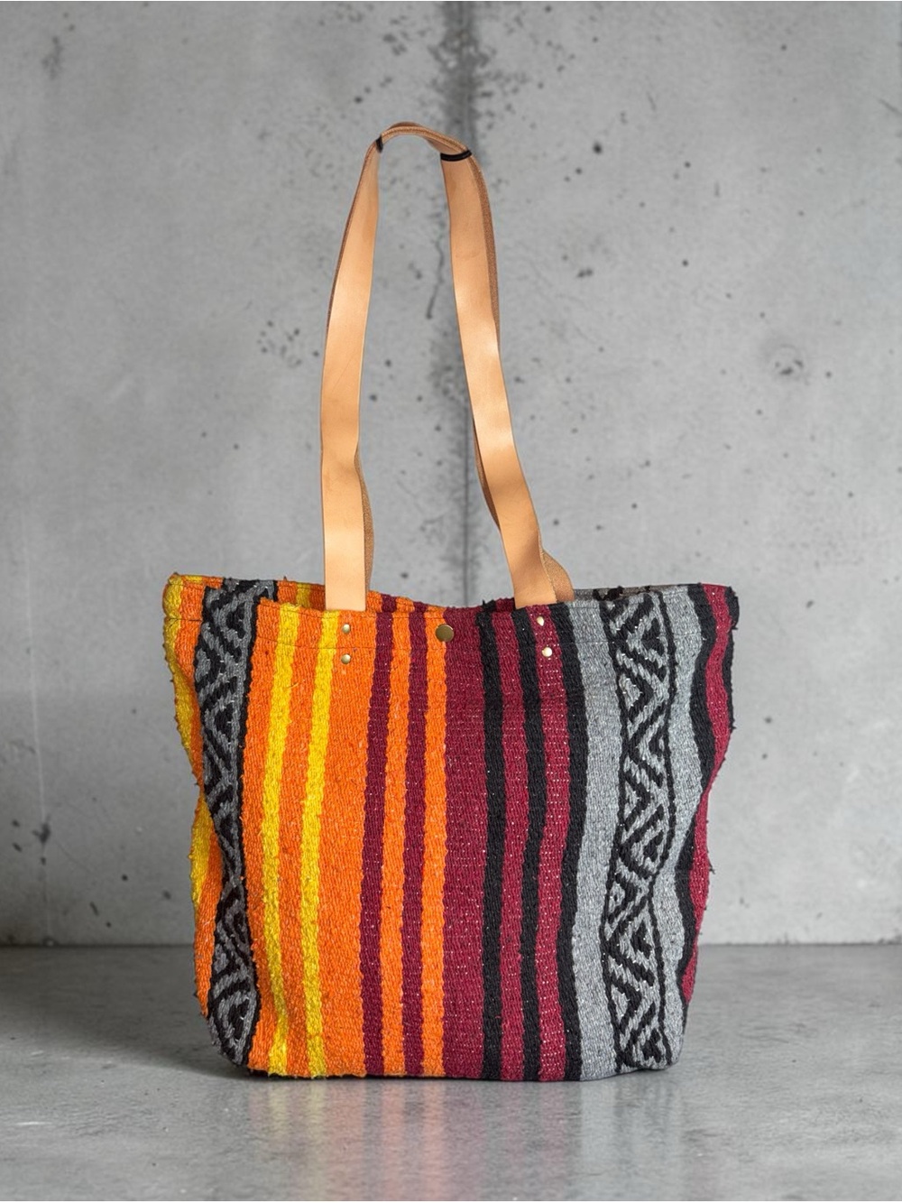 Southwest Multicolor Stripe Tote Bag - Orange & Red